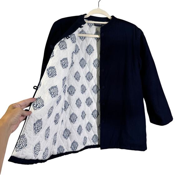 MADISON MATHEWS Jacket Medium Corduroy Quilted Mandarin Collar Loop Button - Picture 4 of 14